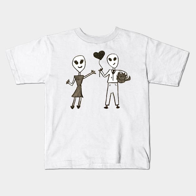 Alien love Kids T-Shirt by Penny Lane Designs Co.